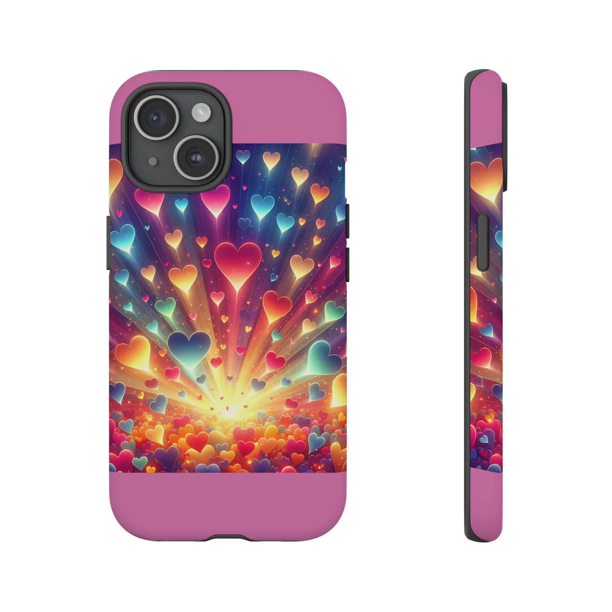 Colorful Love Phone Case, Heart Design, Cute Gift, Smartphone Accessory, Valentine's Day, Birthday Present, Colorful Hearts