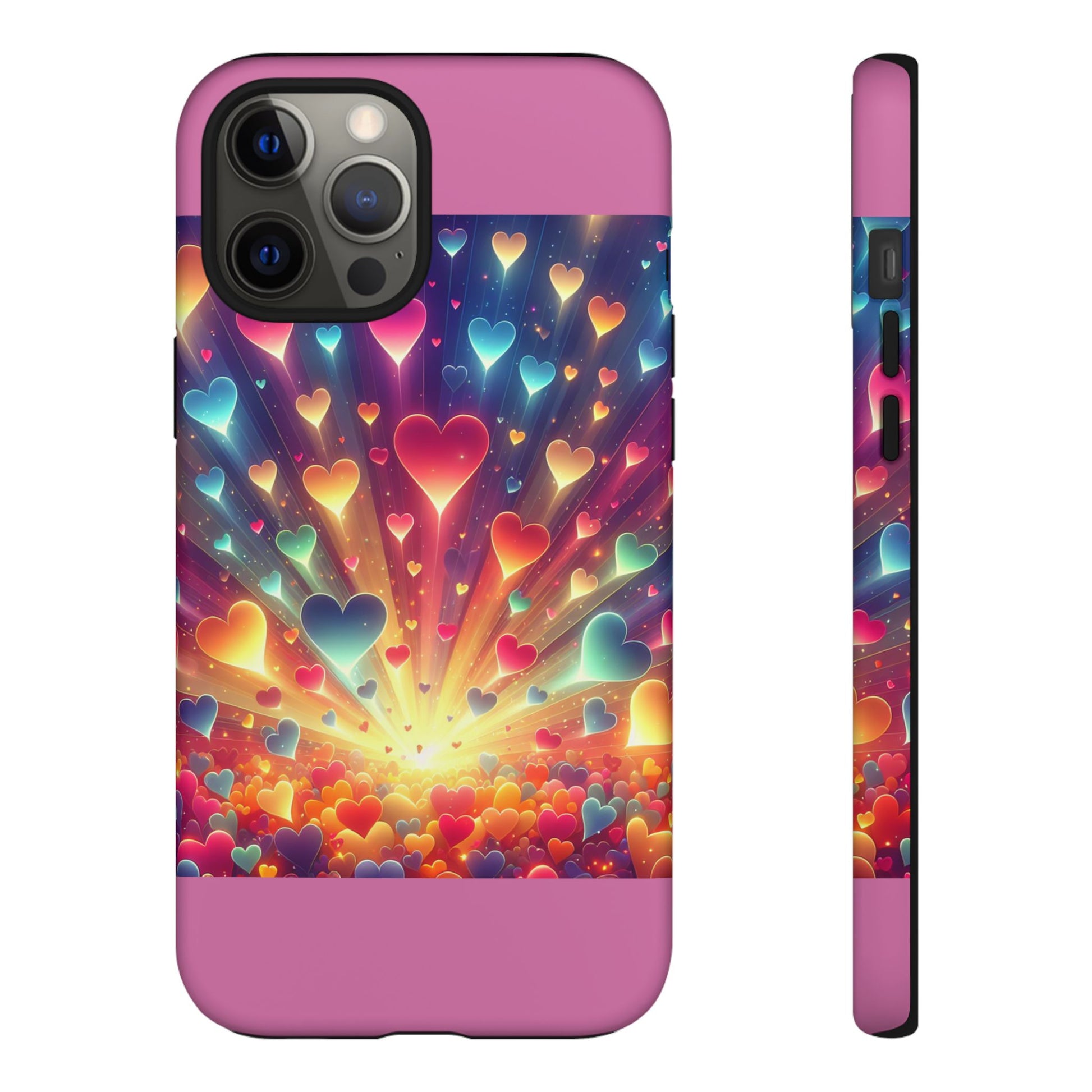 Colorful Love Phone Case, Heart Design, Cute Gift, Smartphone Accessory, Valentine's Day, Birthday Present, Colorful Hearts