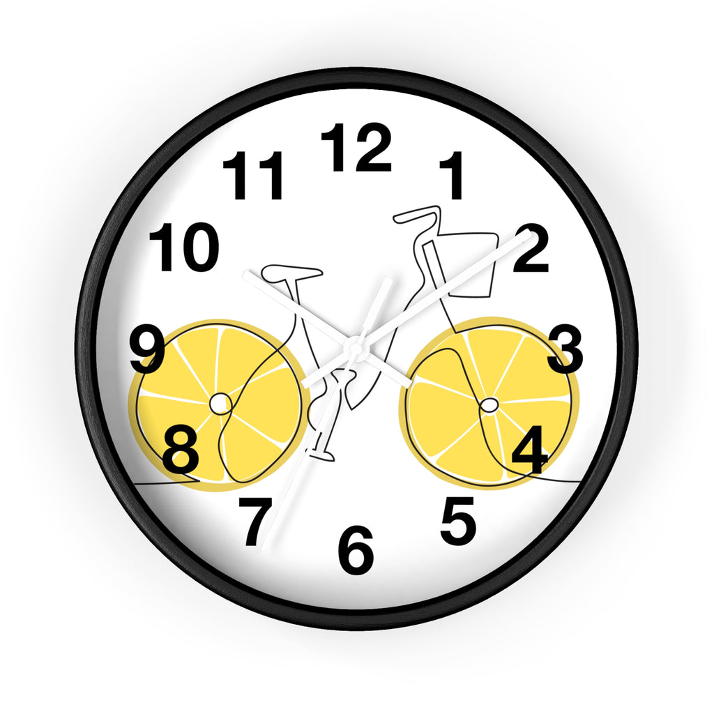 Bicycle & Lemon Decor Clock, Whimsical Wall Clock for Cyclists, Fruit Clock, Home Office Decor, Unique Gift for Bike Lovers