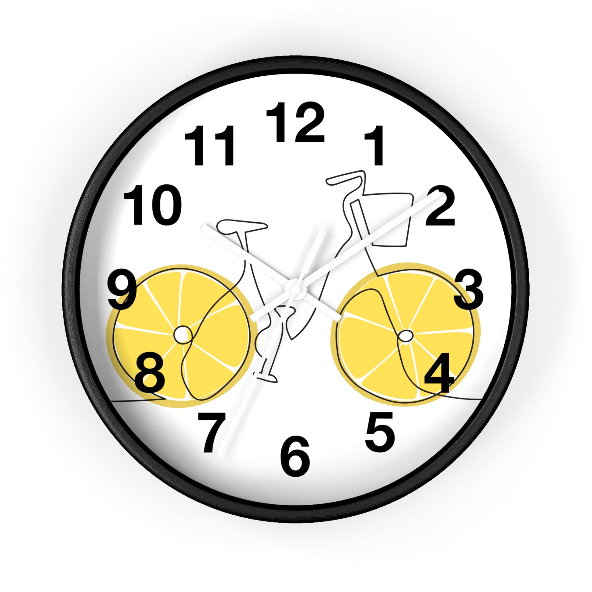 Bicycle & Lemon Decor Clock, Whimsical Wall Clock for Cyclists, Fruit Clock, Home Office Decor, Unique Gift for Bike Lovers