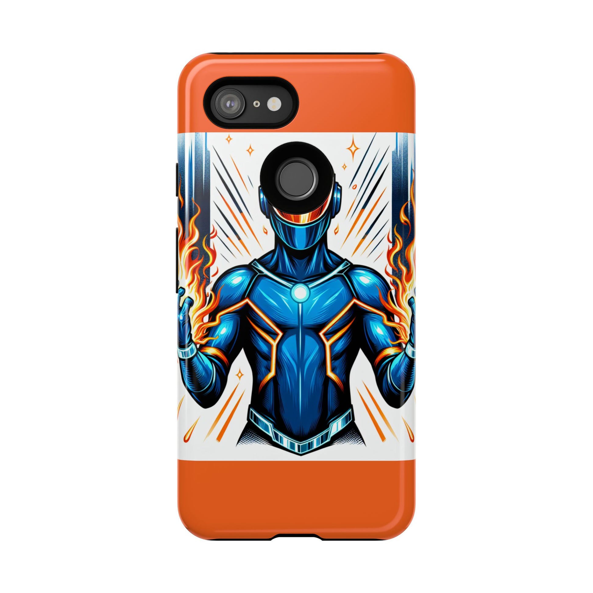 Vibrant Phone Case Featuring Fire-Themed Superhero Design, Durable and Stylish Gift for Gamers, Comic Lovers, and Tech Enthusiasts