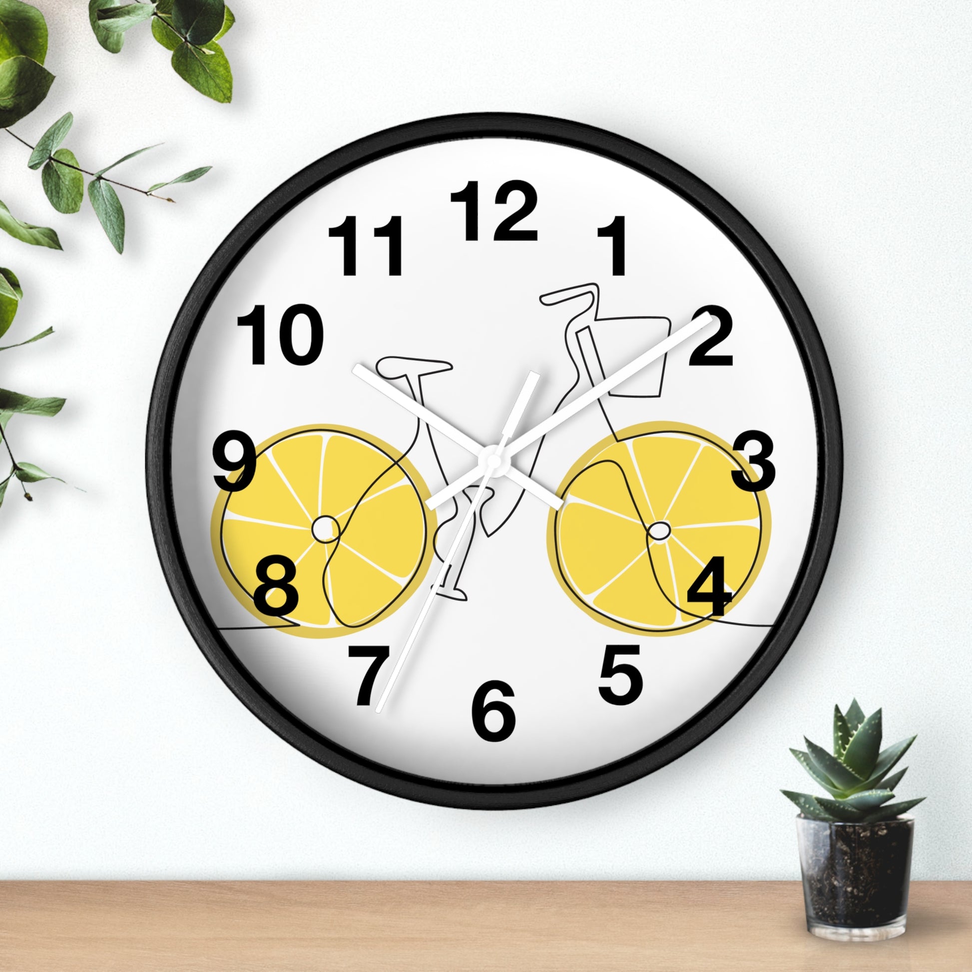 Bicycle & Lemon Decor Clock, Whimsical Wall Clock for Cyclists, Fruit Clock, Home Office Decor, Unique Gift for Bike Lovers