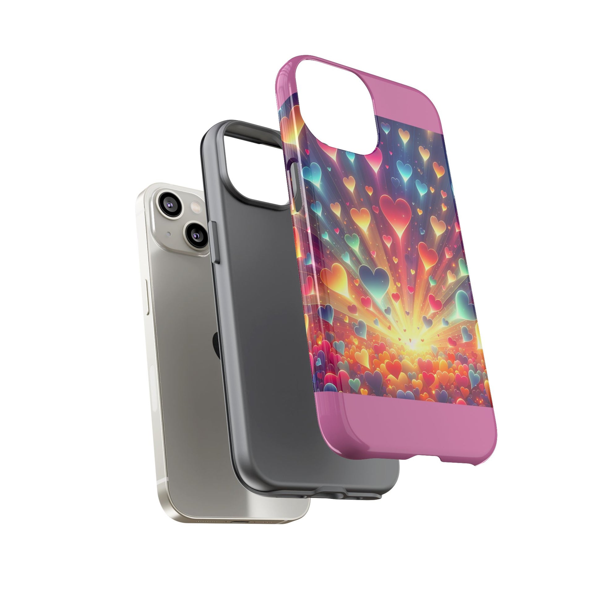 Colorful Love Phone Case, Heart Design, Cute Gift, Smartphone Accessory, Valentine's Day, Birthday Present, Colorful Hearts