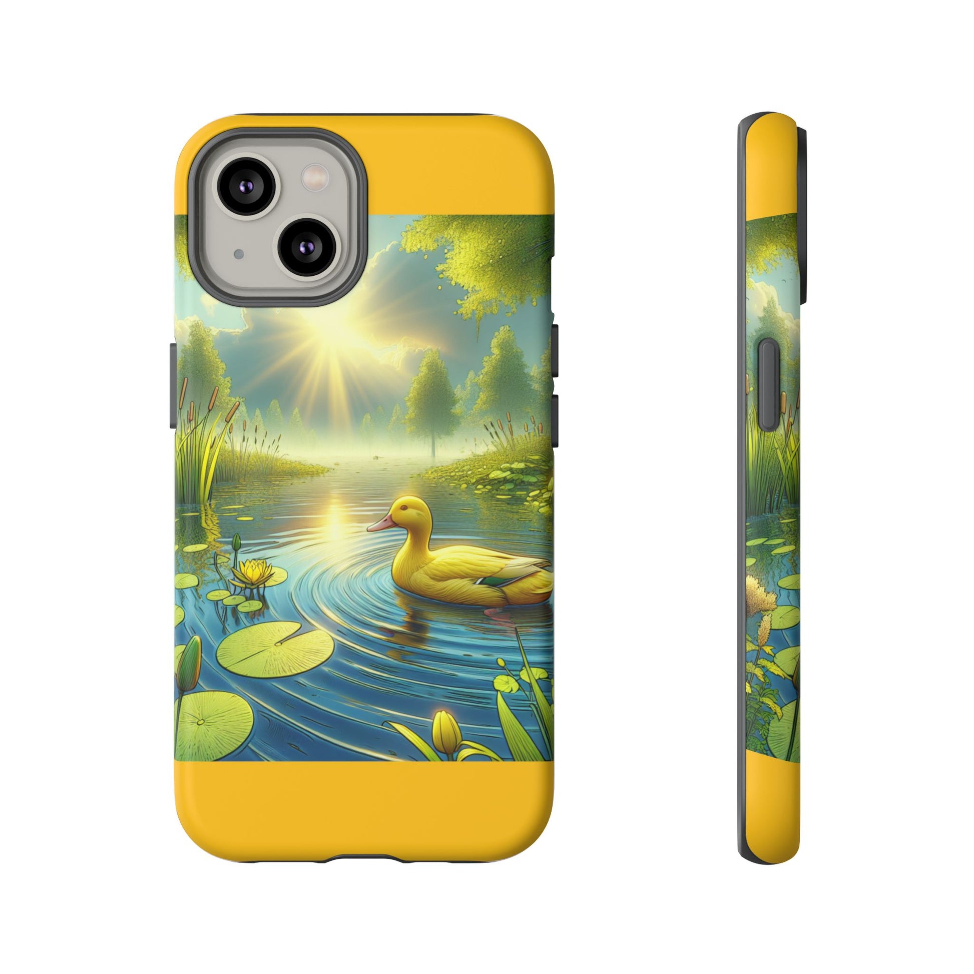 Beautiful Duck Pond Phone Case, Nature Lover Gift, Tough Case, Springtime Accessory, Eco-Friendly Phone Cover, Vibrant Artwork