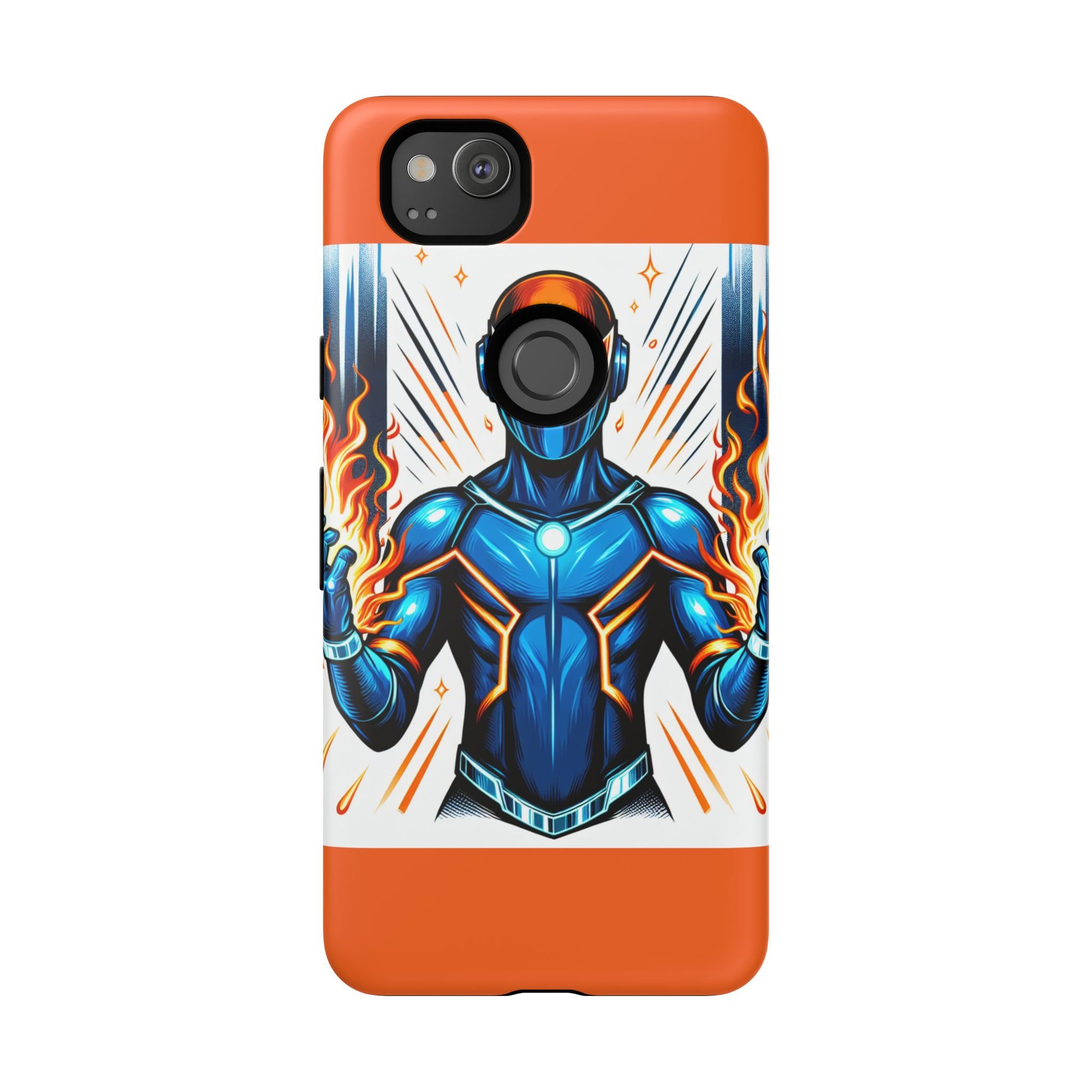 Vibrant Phone Case Featuring Fire-Themed Superhero Design, Durable and Stylish Gift for Gamers, Comic Lovers, and Tech Enthusiasts