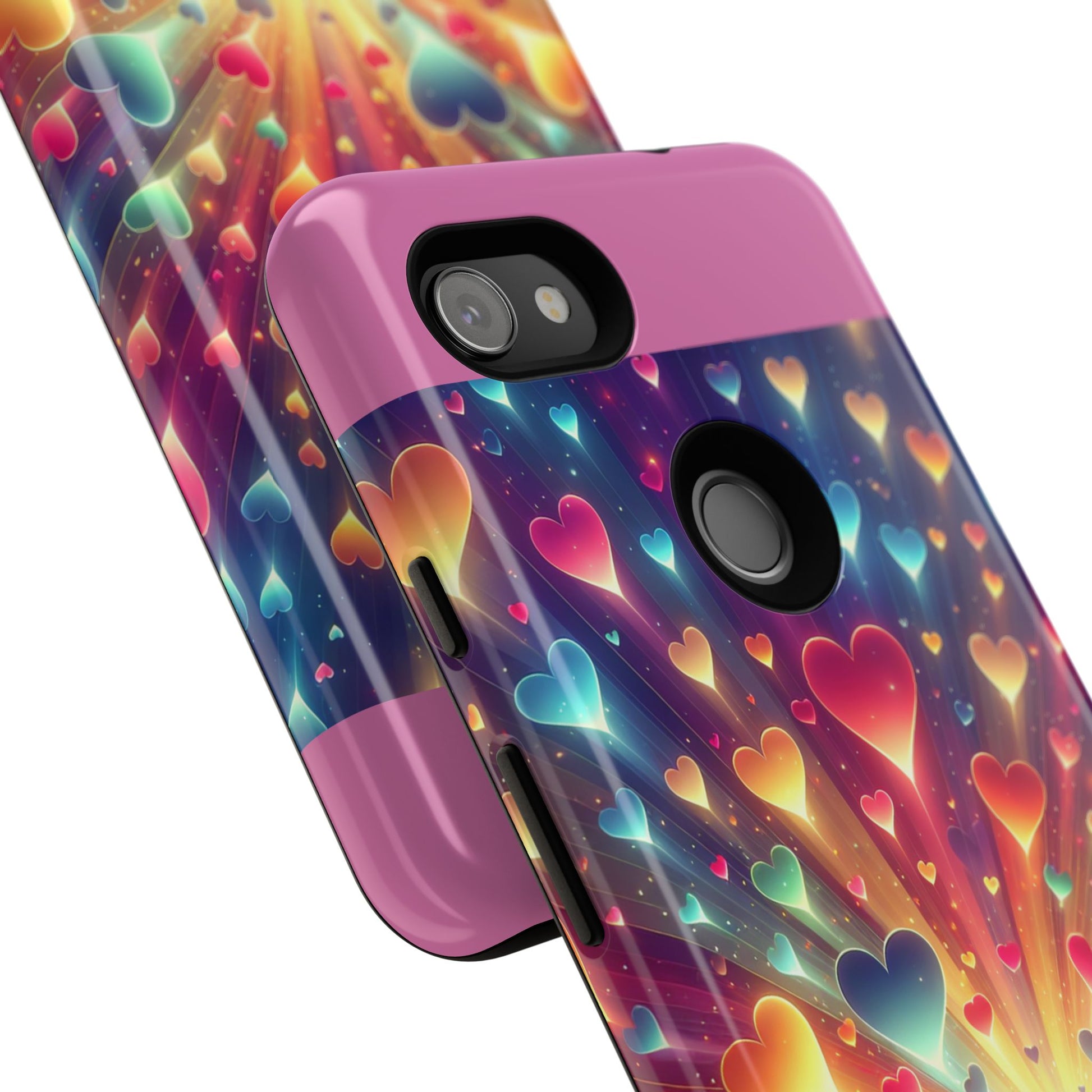 Colorful Love Phone Case, Heart Design, Cute Gift, Smartphone Accessory, Valentine's Day, Birthday Present, Colorful Hearts