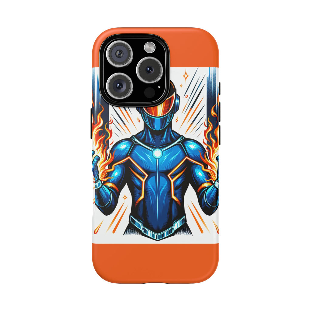 Vibrant Phone Case Featuring Fire-Themed Superhero Design, Durable and Stylish Gift for Gamers, Comic Lovers, and Tech Enthusiasts
