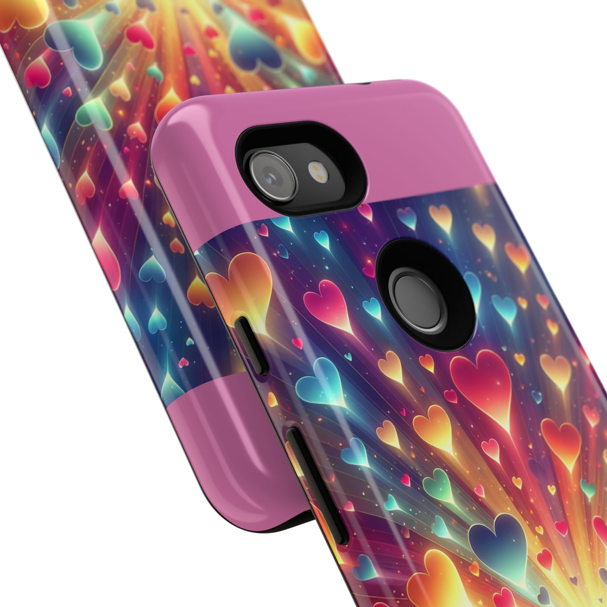 Colorful Love Phone Case, Heart Design, Cute Gift, Smartphone Accessory, Valentine's Day, Birthday Present, Colorful Hearts