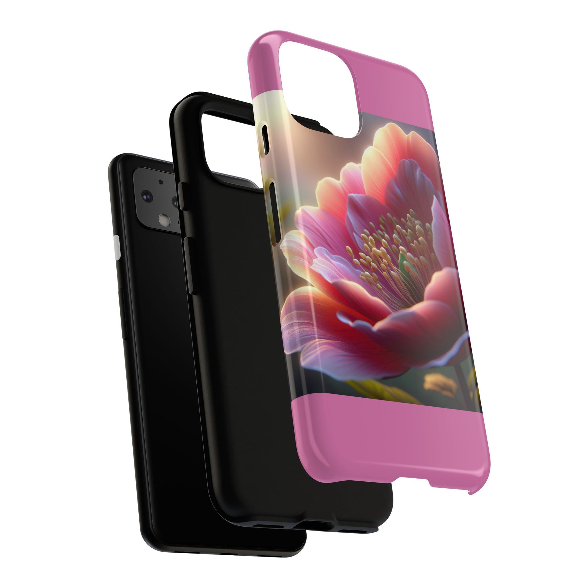 Pink Floral Phone Case, Tough Cases, Floral Design, Phone Accessory Gift, Nature Inspired, Trendy Tech Case