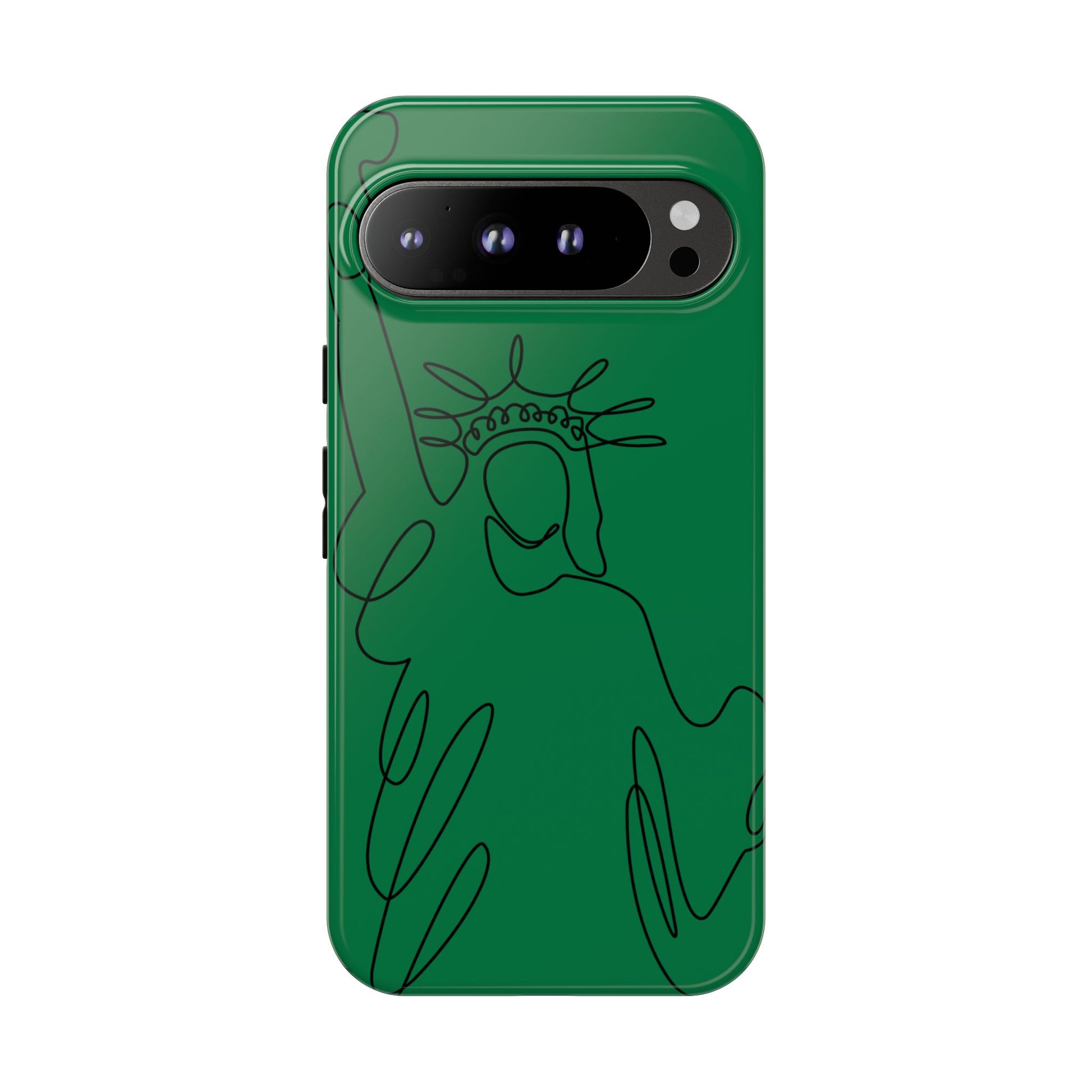 Stylish Phone Case with Statue of Liberty Design, Tough Cases for iPhone, Unique Gift for Travelers, Green Phone Cover, Artistic Cell [...]