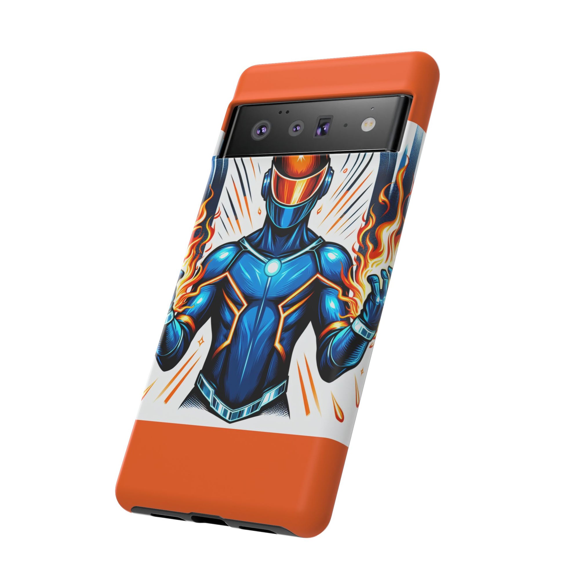 Vibrant Phone Case Featuring Fire-Themed Superhero Design, Durable and Stylish Gift for Gamers, Comic Lovers, and Tech Enthusiasts