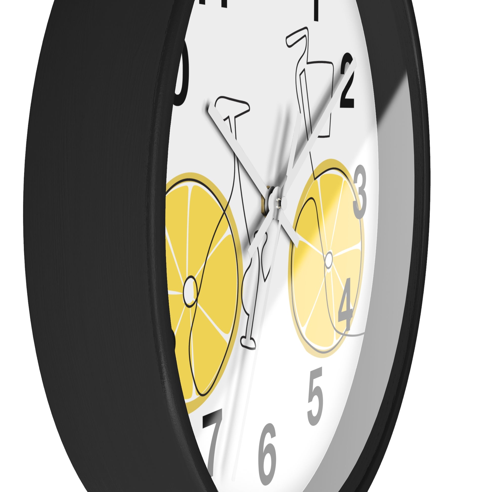 Bicycle & Lemon Decor Clock, Whimsical Wall Clock for Cyclists, Fruit Clock, Home Office Decor, Unique Gift for Bike Lovers