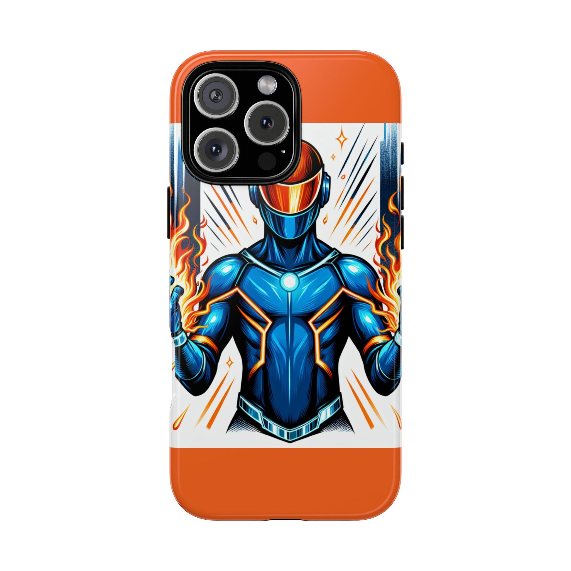 Vibrant Phone Case Featuring Fire-Themed Superhero Design, Durable and Stylish Gift for Gamers, Comic Lovers, and Tech Enthusiasts