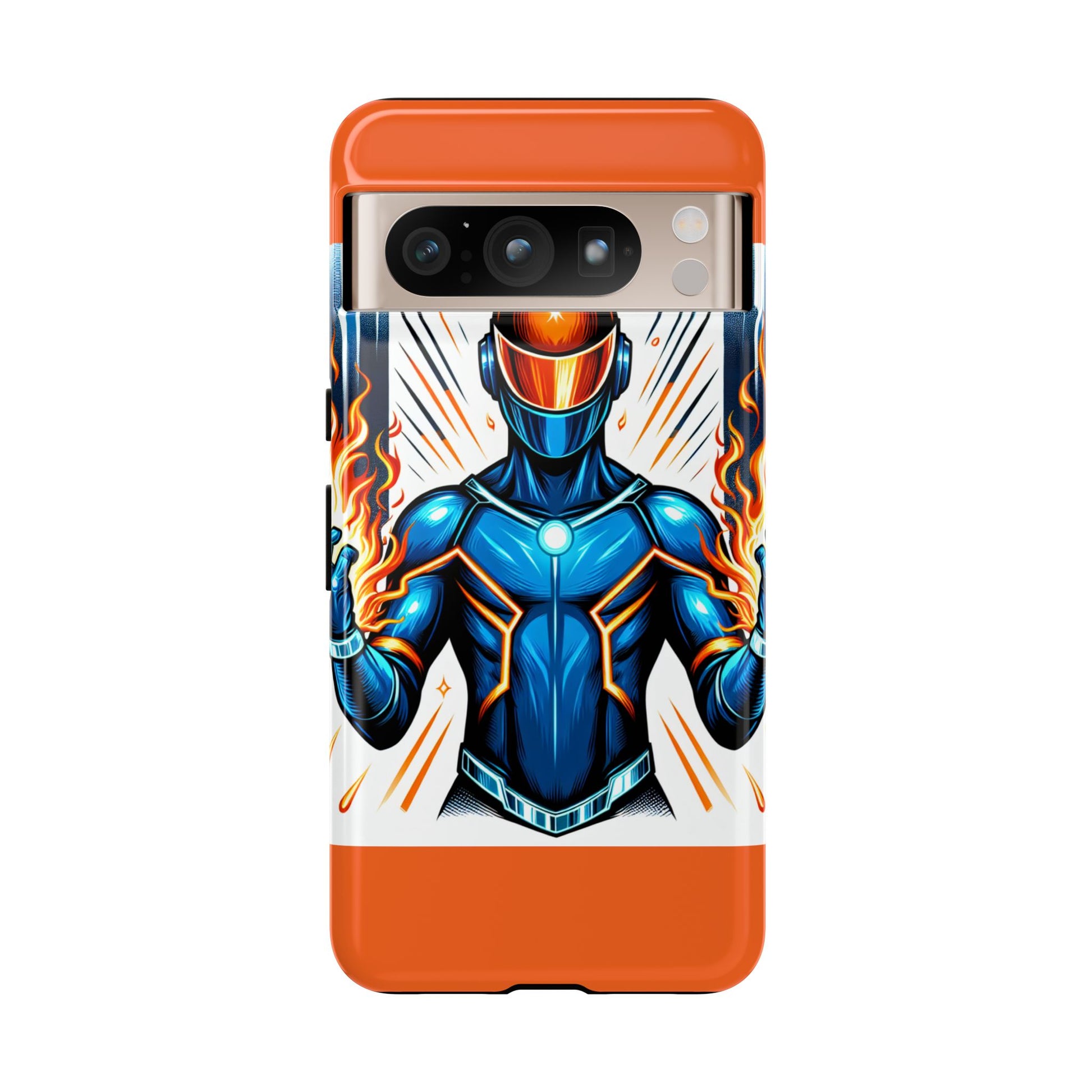 Vibrant Phone Case Featuring Fire-Themed Superhero Design, Durable and Stylish Gift for Gamers, Comic Lovers, and Tech Enthusiasts
