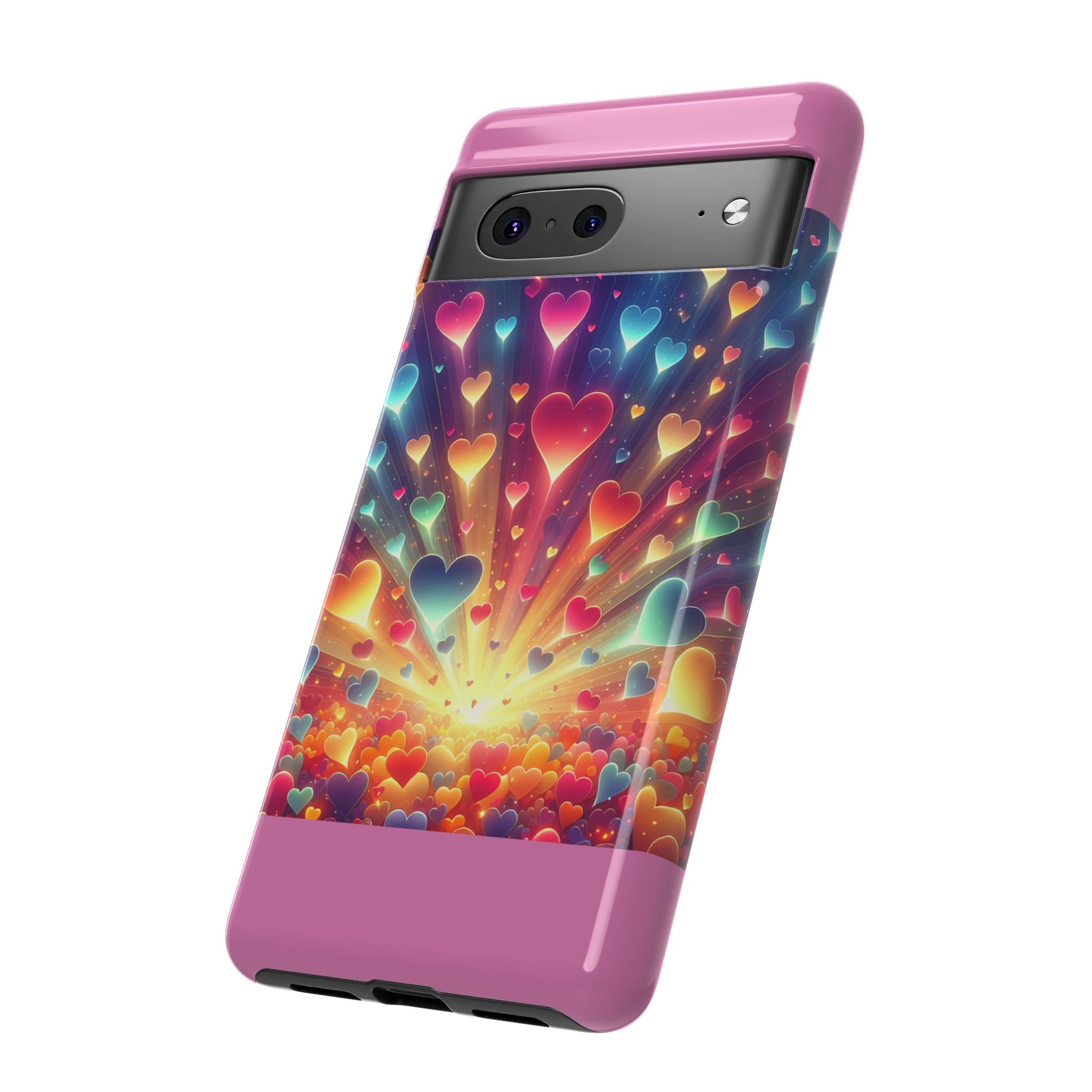 Colorful Love Phone Case, Heart Design, Cute Gift, Smartphone Accessory, Valentine's Day, Birthday Present, Colorful Hearts