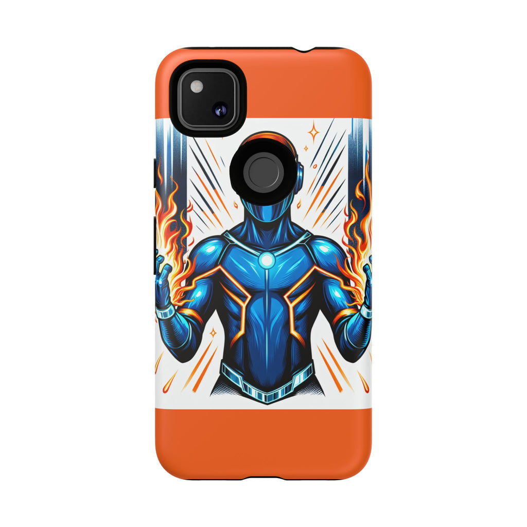 Vibrant Phone Case Featuring Fire-Themed Superhero Design, Durable and Stylish Gift for Gamers, Comic Lovers, and Tech Enthusiasts