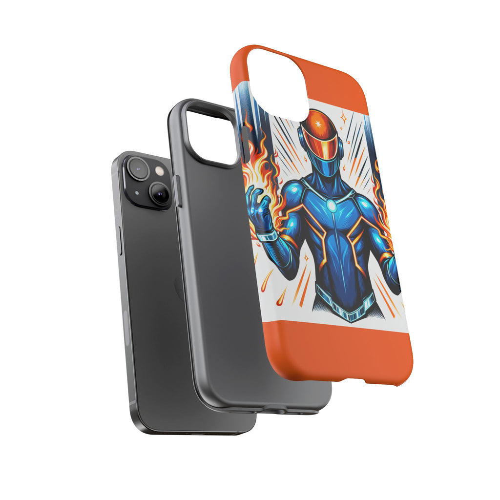 Vibrant Phone Case Featuring Fire-Themed Superhero Design, Durable and Stylish Gift for Gamers, Comic Lovers, and Tech Enthusiasts