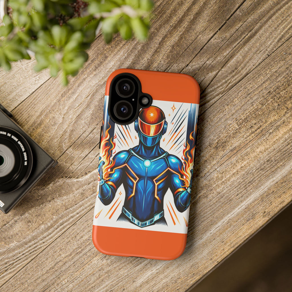 Vibrant Phone Case Featuring Fire-Themed Superhero Design, Durable and Stylish Gift for Gamers, Comic Lovers, and Tech Enthusiasts