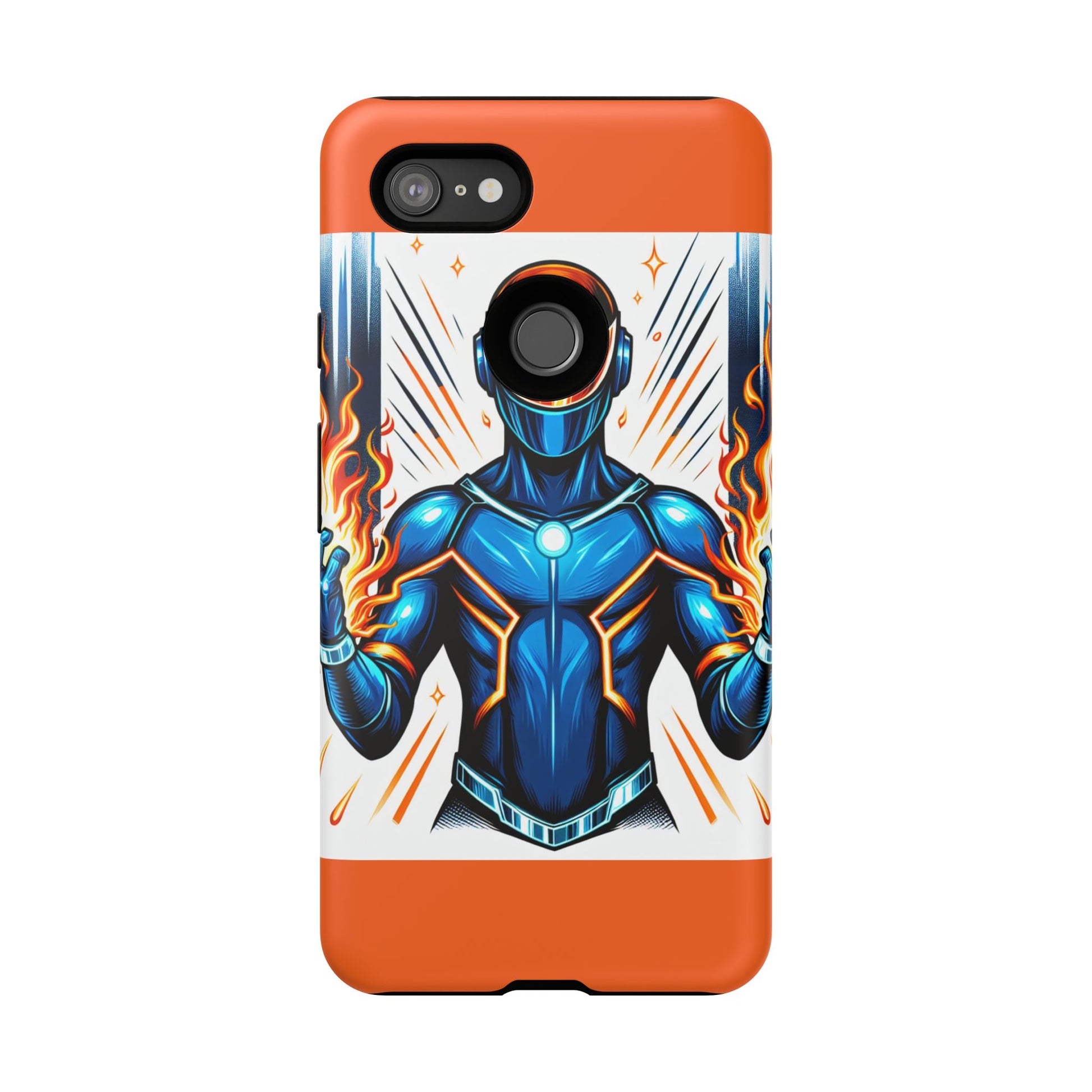 Vibrant Phone Case Featuring Fire-Themed Superhero Design, Durable and Stylish Gift for Gamers, Comic Lovers, and Tech Enthusiasts