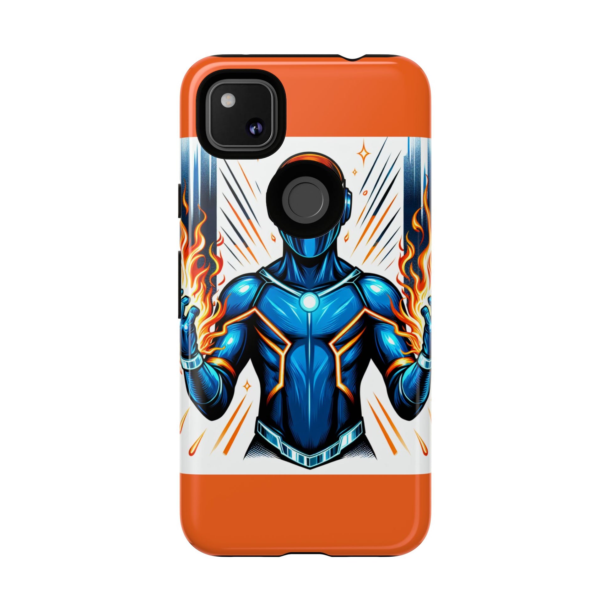 Vibrant Phone Case Featuring Fire-Themed Superhero Design, Durable and Stylish Gift for Gamers, Comic Lovers, and Tech Enthusiasts