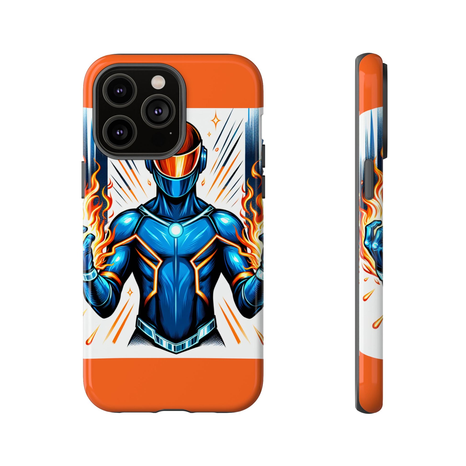 Vibrant Phone Case Featuring Fire-Themed Superhero Design, Durable and Stylish Gift for Gamers, Comic Lovers, and Tech Enthusiasts