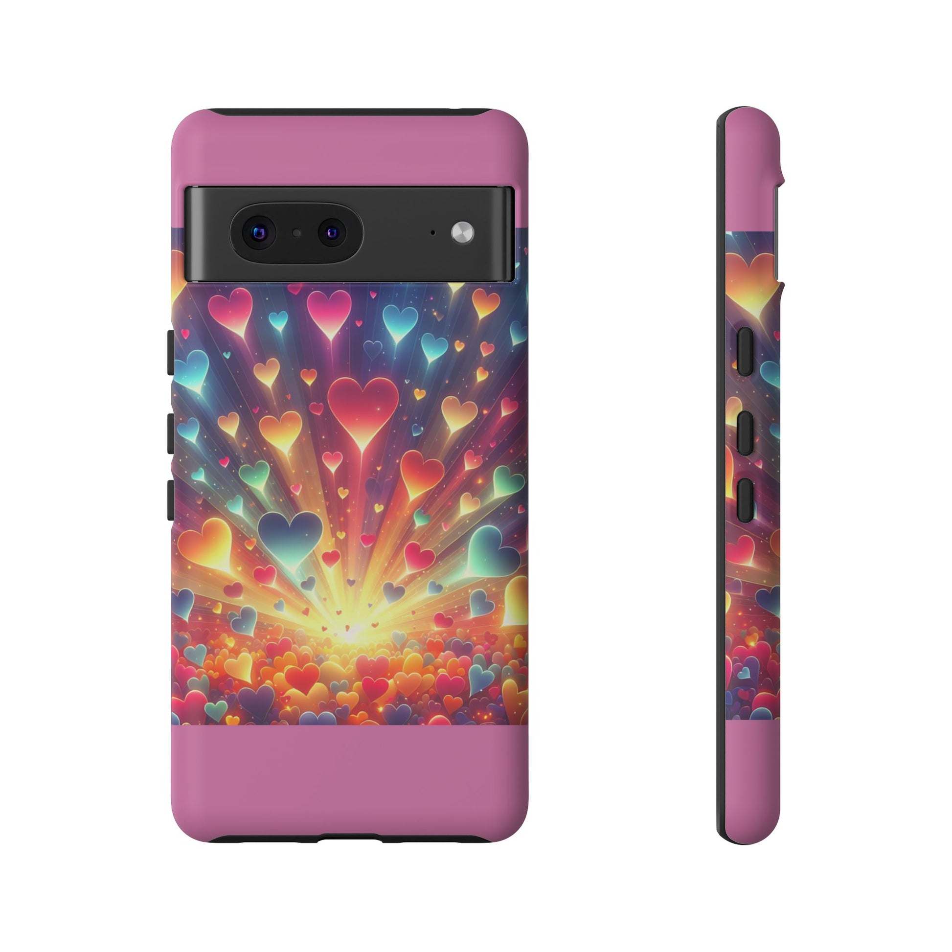 Colorful Love Phone Case, Heart Design, Cute Gift, Smartphone Accessory, Valentine's Day, Birthday Present, Colorful Hearts