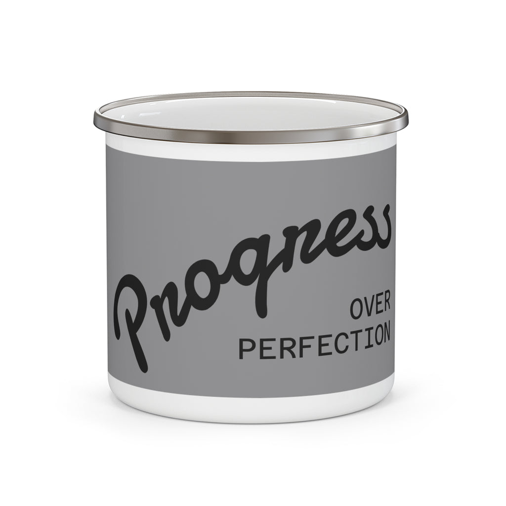 Rustic Enamel Camping Mug - Progress Over Perfection, Outdoor Lovers, Gift for Hikers, Motivational Coffee Mug, Adventure Camping [...]