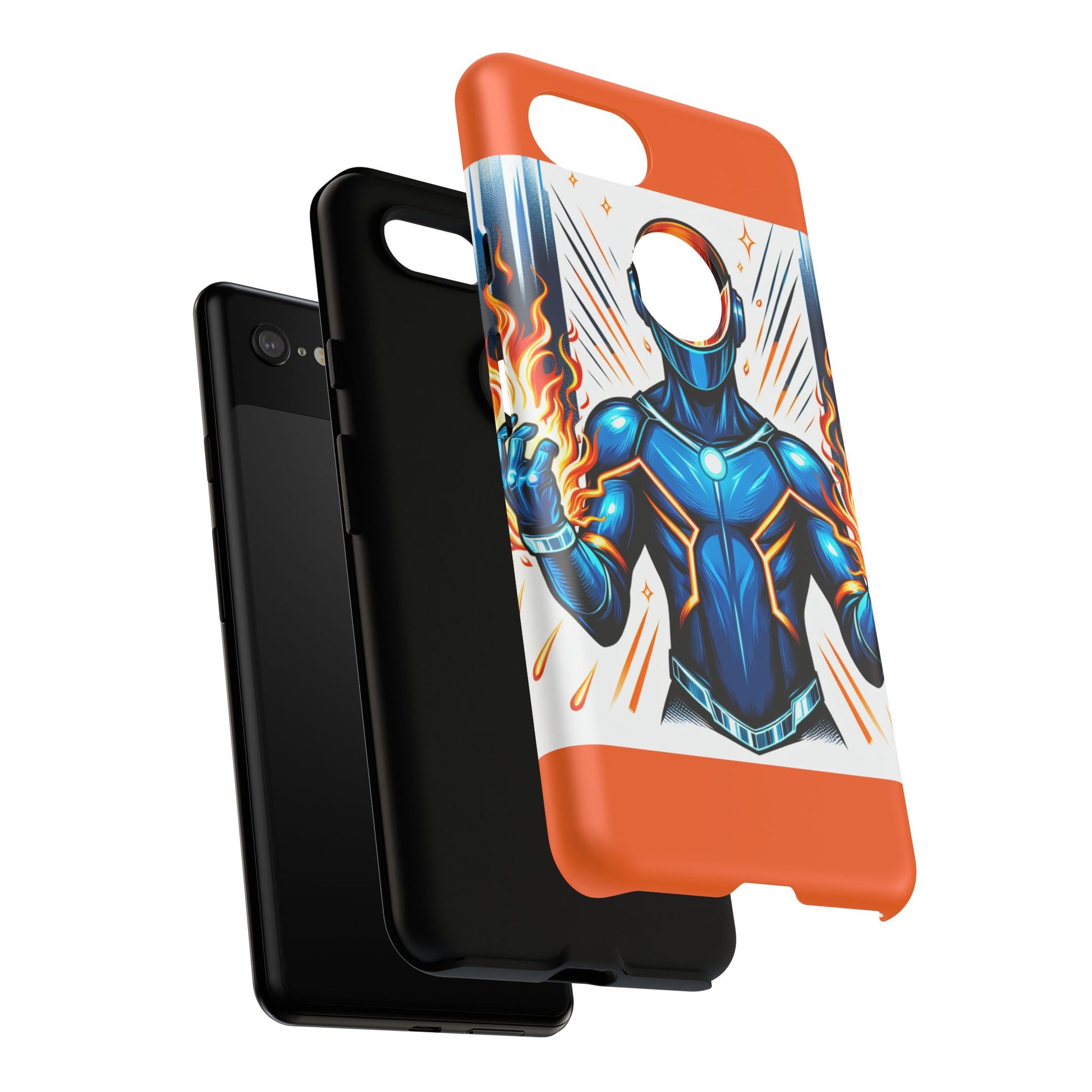 Vibrant Phone Case Featuring Fire-Themed Superhero Design, Durable and Stylish Gift for Gamers, Comic Lovers, and Tech Enthusiasts