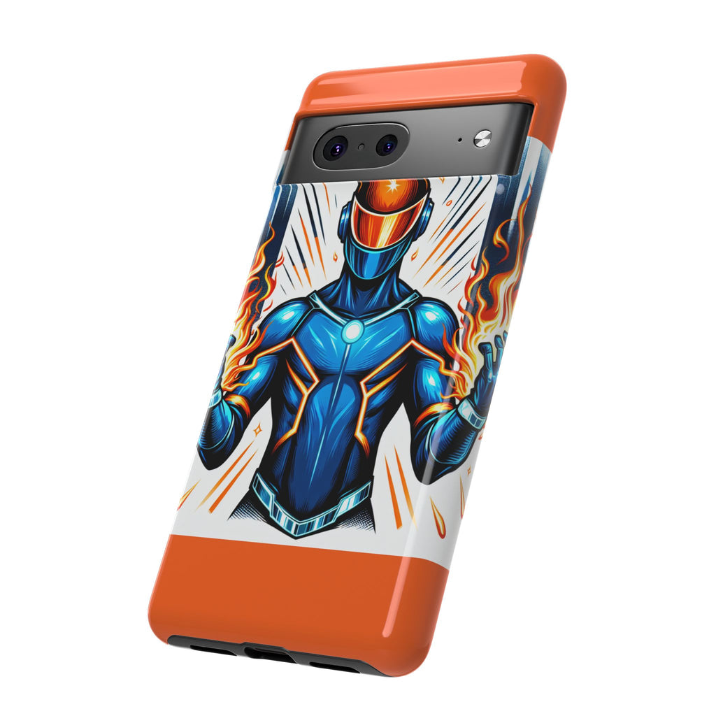 Vibrant Phone Case Featuring Fire-Themed Superhero Design, Durable and Stylish Gift for Gamers, Comic Lovers, and Tech Enthusiasts