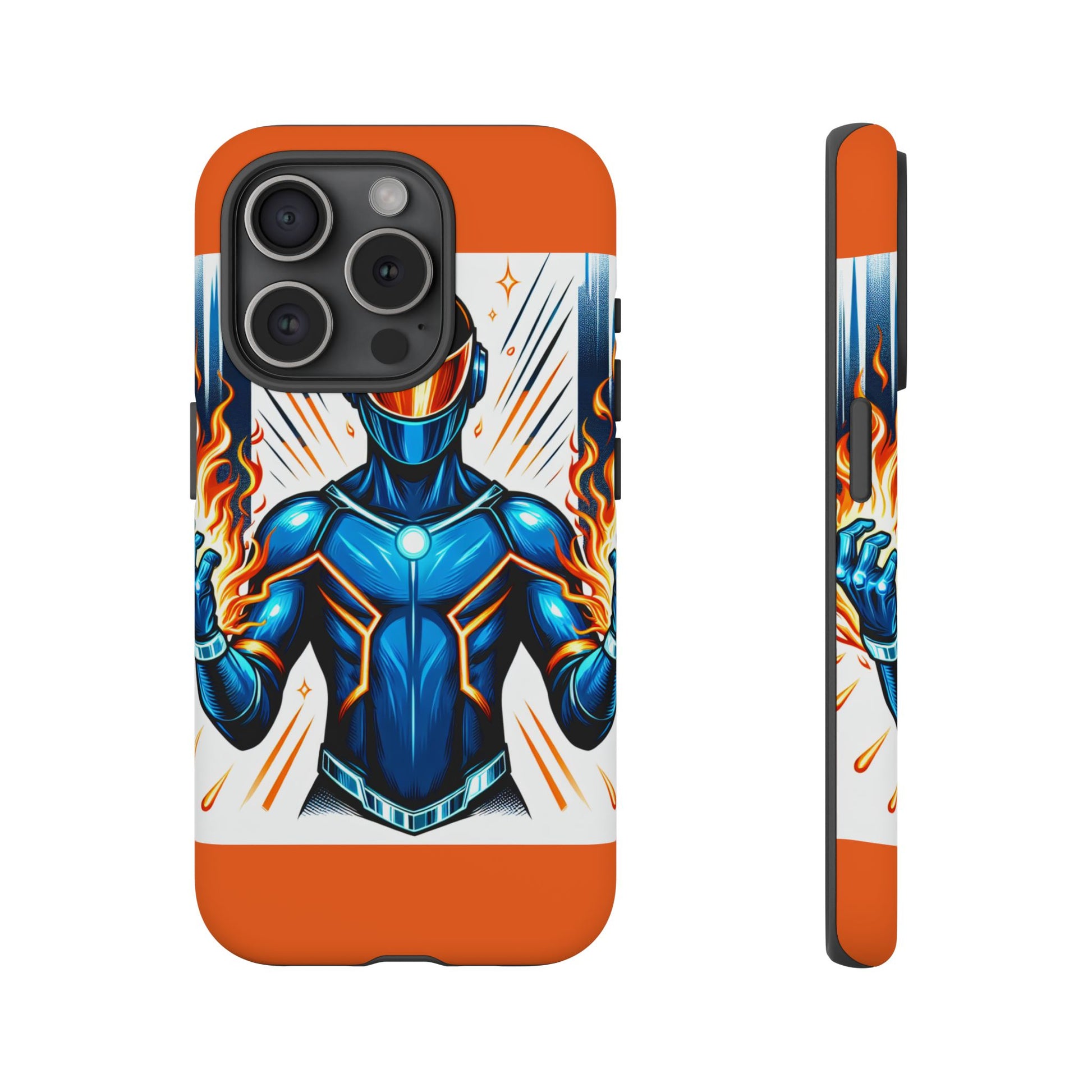 Vibrant Phone Case Featuring Fire-Themed Superhero Design, Durable and Stylish Gift for Gamers, Comic Lovers, and Tech Enthusiasts