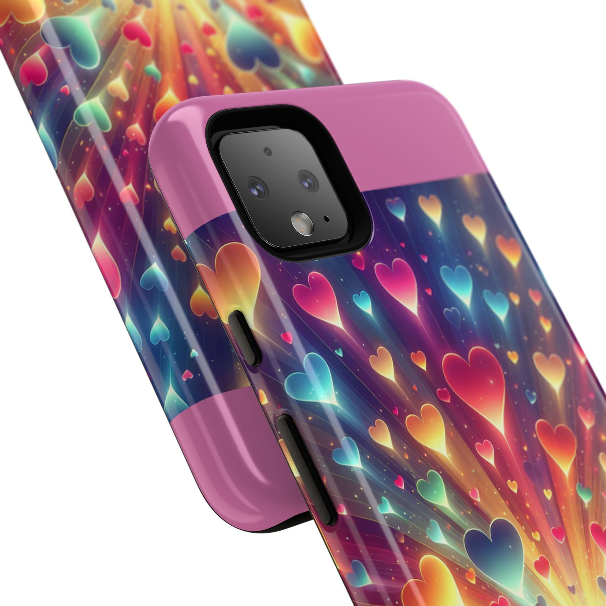 Colorful Love Phone Case, Heart Design, Cute Gift, Smartphone Accessory, Valentine's Day, Birthday Present, Colorful Hearts