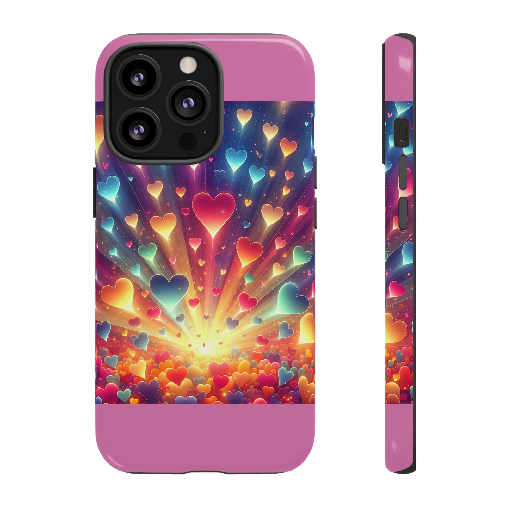 Colorful Love Phone Case, Heart Design, Cute Gift, Smartphone Accessory, Valentine's Day, Birthday Present, Colorful Hearts