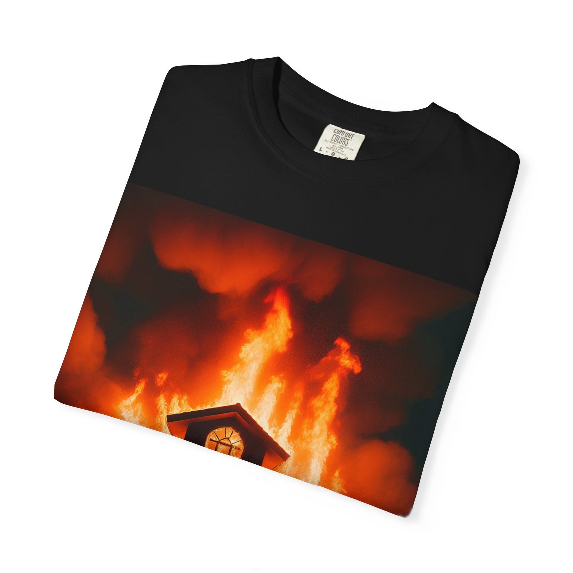 Fiery House Graphic T-Shirt, Unisex Shirt, Casual Wear, Gift for Fire Lovers, Trendy Apparel, Summer Top