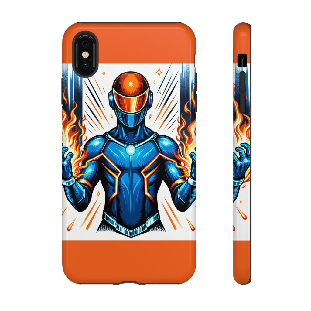 Vibrant Phone Case Featuring Fire-Themed Superhero Design, Durable and Stylish Gift for Gamers, Comic Lovers, and Tech Enthusiasts