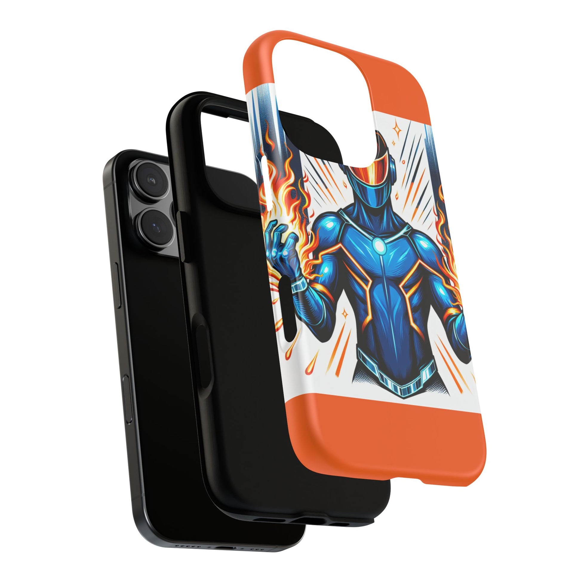Vibrant Phone Case Featuring Fire-Themed Superhero Design, Durable and Stylish Gift for Gamers, Comic Lovers, and Tech Enthusiasts