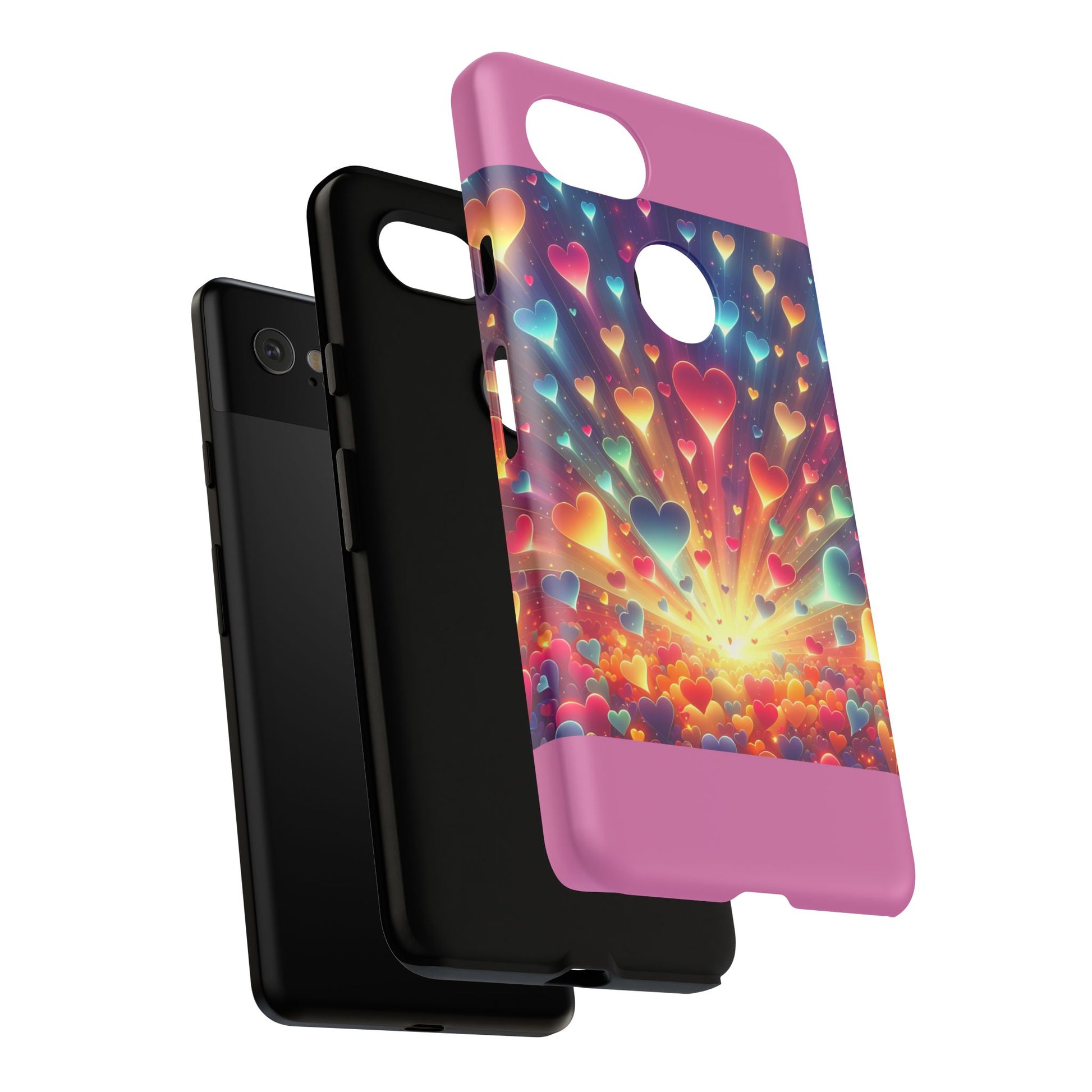 Colorful Love Phone Case, Heart Design, Cute Gift, Smartphone Accessory, Valentine's Day, Birthday Present, Colorful Hearts