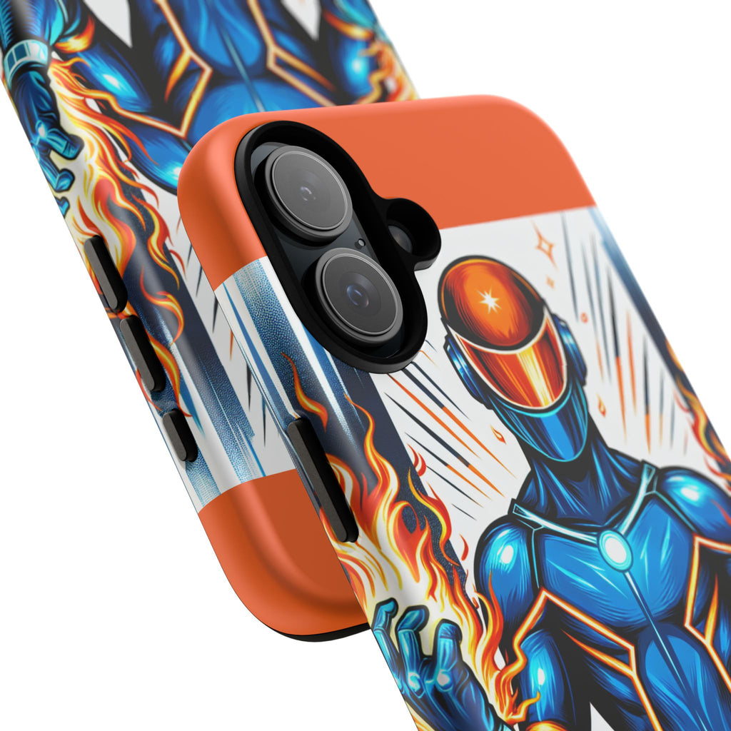 Vibrant Phone Case Featuring Fire-Themed Superhero Design, Durable and Stylish Gift for Gamers, Comic Lovers, and Tech Enthusiasts