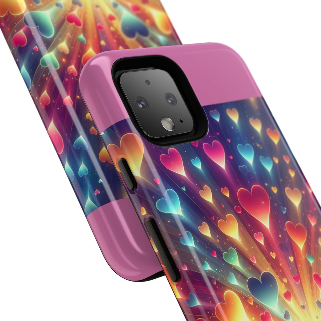 Colorful Love Phone Case, Heart Design, Cute Gift, Smartphone Accessory, Valentine's Day, Birthday Present, Colorful Hearts