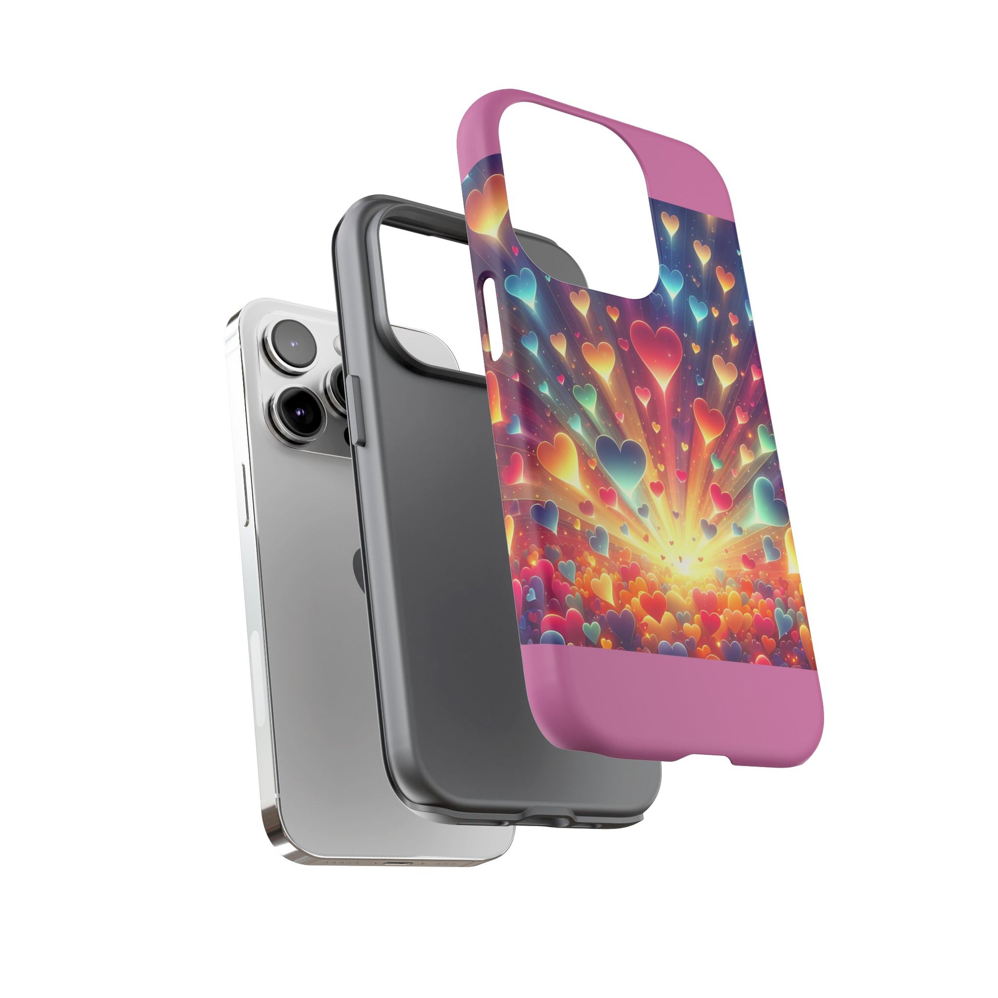 Colorful Love Phone Case, Heart Design, Cute Gift, Smartphone Accessory, Valentine's Day, Birthday Present, Colorful Hearts