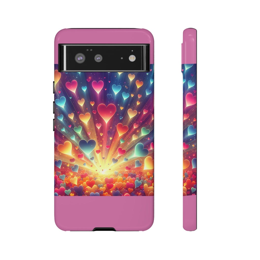 Colorful Love Phone Case, Heart Design, Cute Gift, Smartphone Accessory, Valentine's Day, Birthday Present, Colorful Hearts