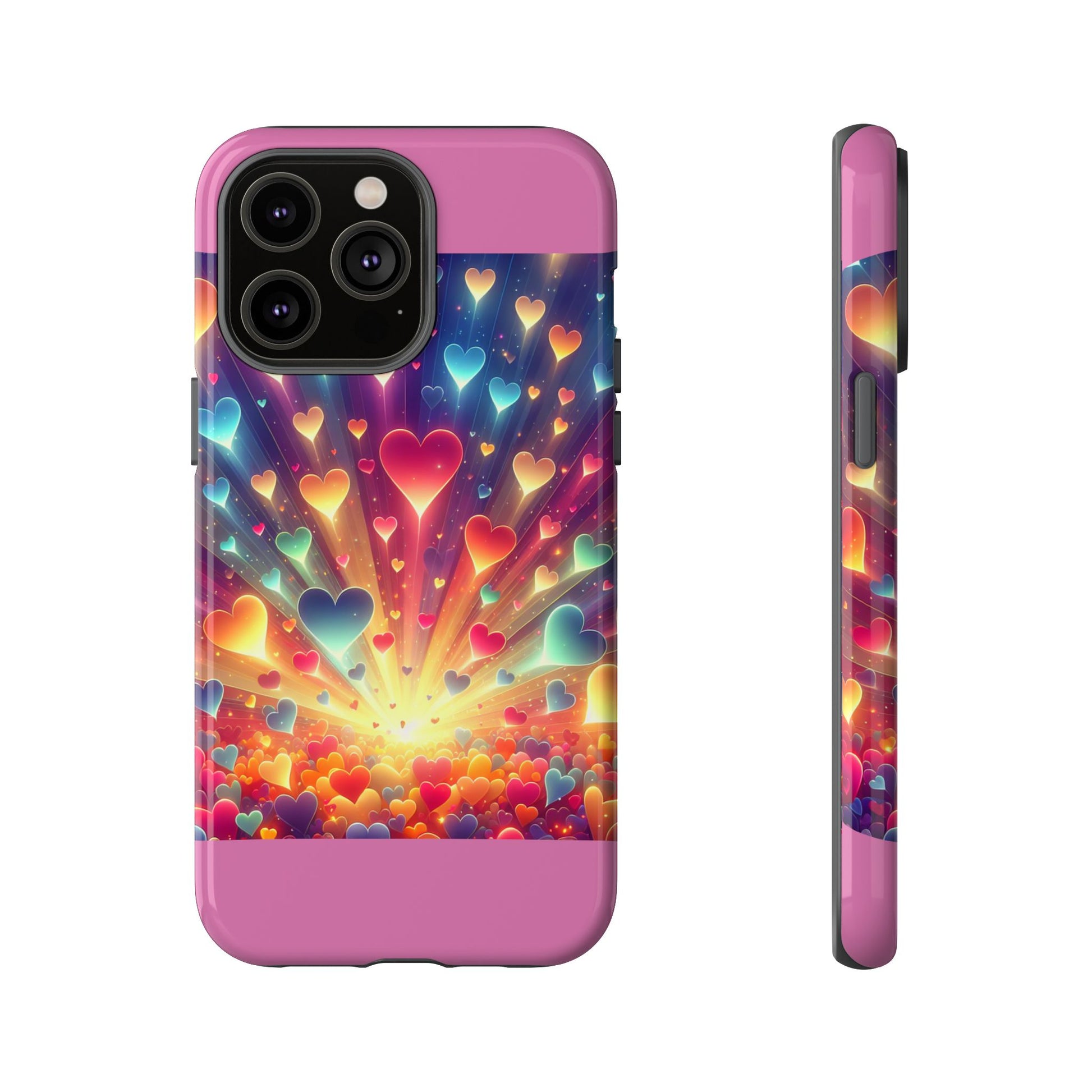 Colorful Love Phone Case, Heart Design, Cute Gift, Smartphone Accessory, Valentine's Day, Birthday Present, Colorful Hearts