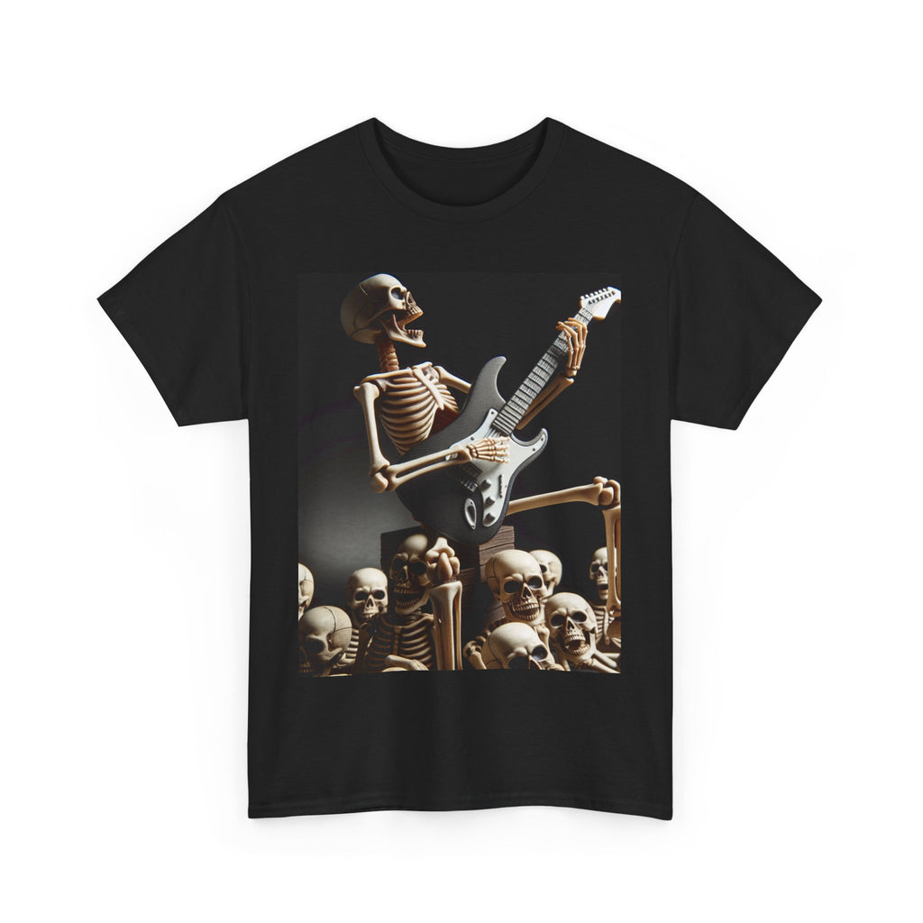 Skeleton Rocker Unisex Heavy Cotton Tee, Halloween T-Shirt, Music Lover Shirt, Concert Outfit, Unique Gift Idea