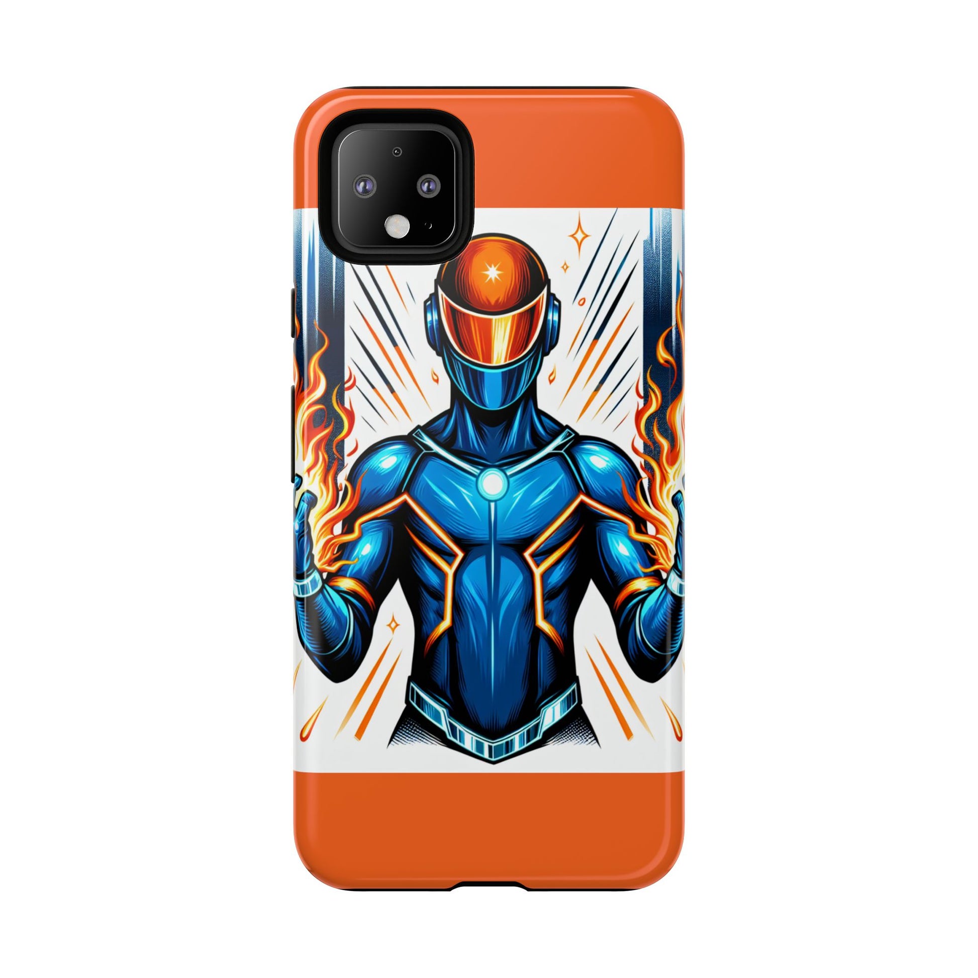 Vibrant Phone Case Featuring Fire-Themed Superhero Design, Durable and Stylish Gift for Gamers, Comic Lovers, and Tech Enthusiasts