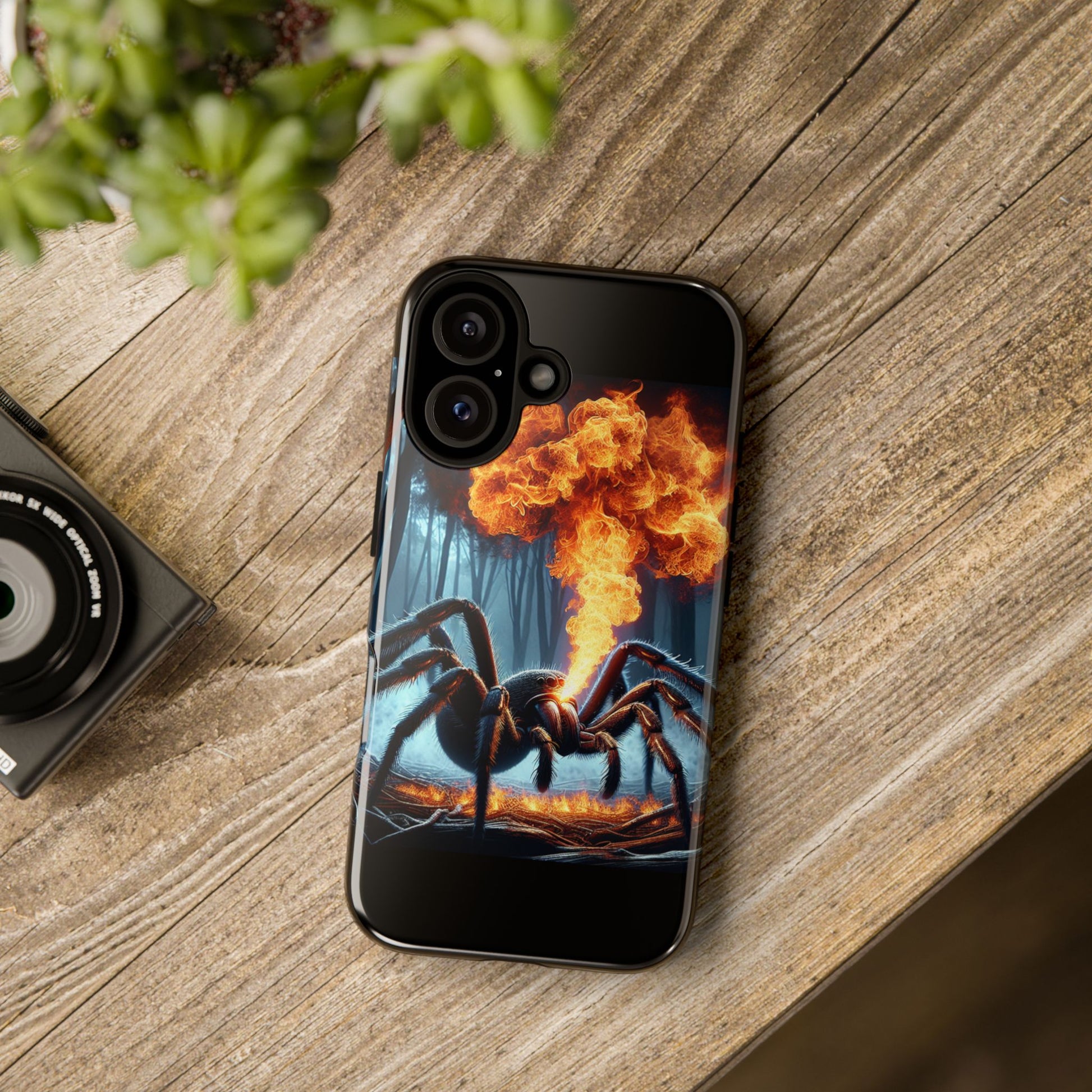 Tough Cases: Fire-Breathing Spider Phone Case, Unique Phone Cover, Halloween Gift, Geeky Accessories, Edgy Style