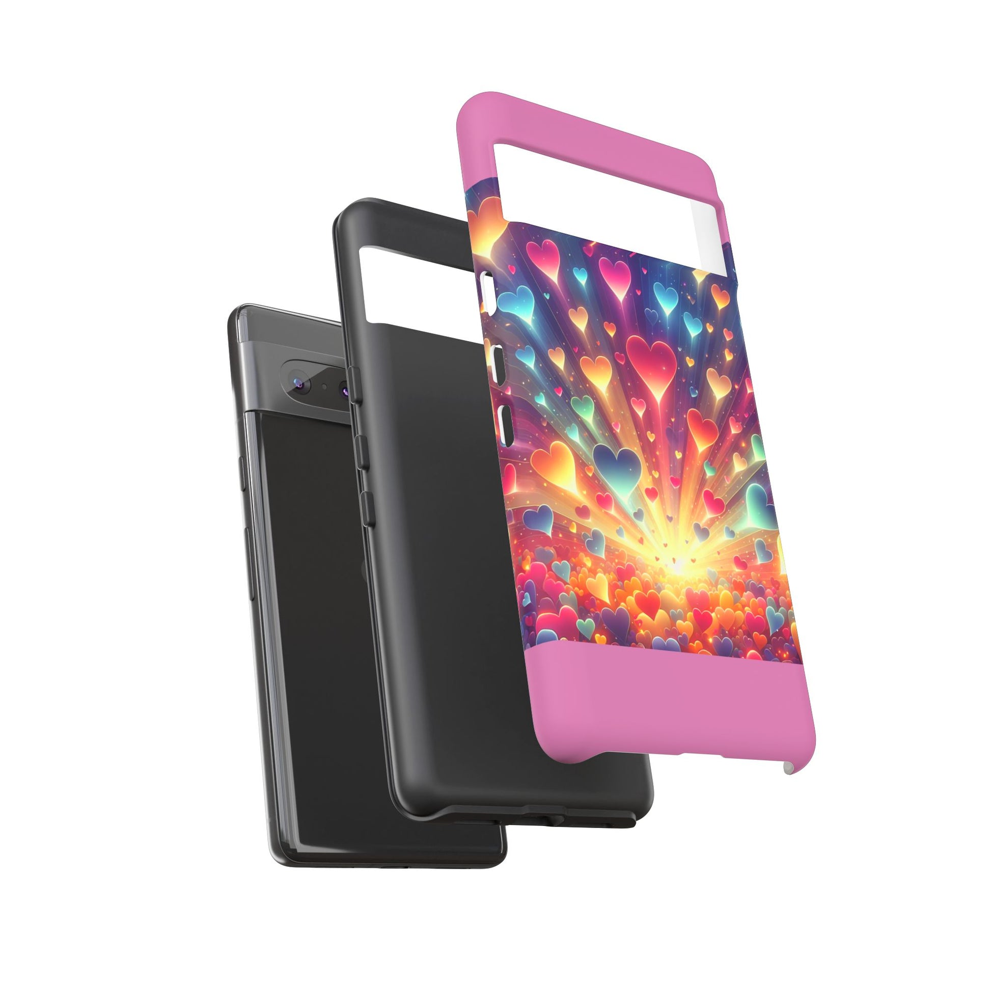Colorful Love Phone Case, Heart Design, Cute Gift, Smartphone Accessory, Valentine's Day, Birthday Present, Colorful Hearts