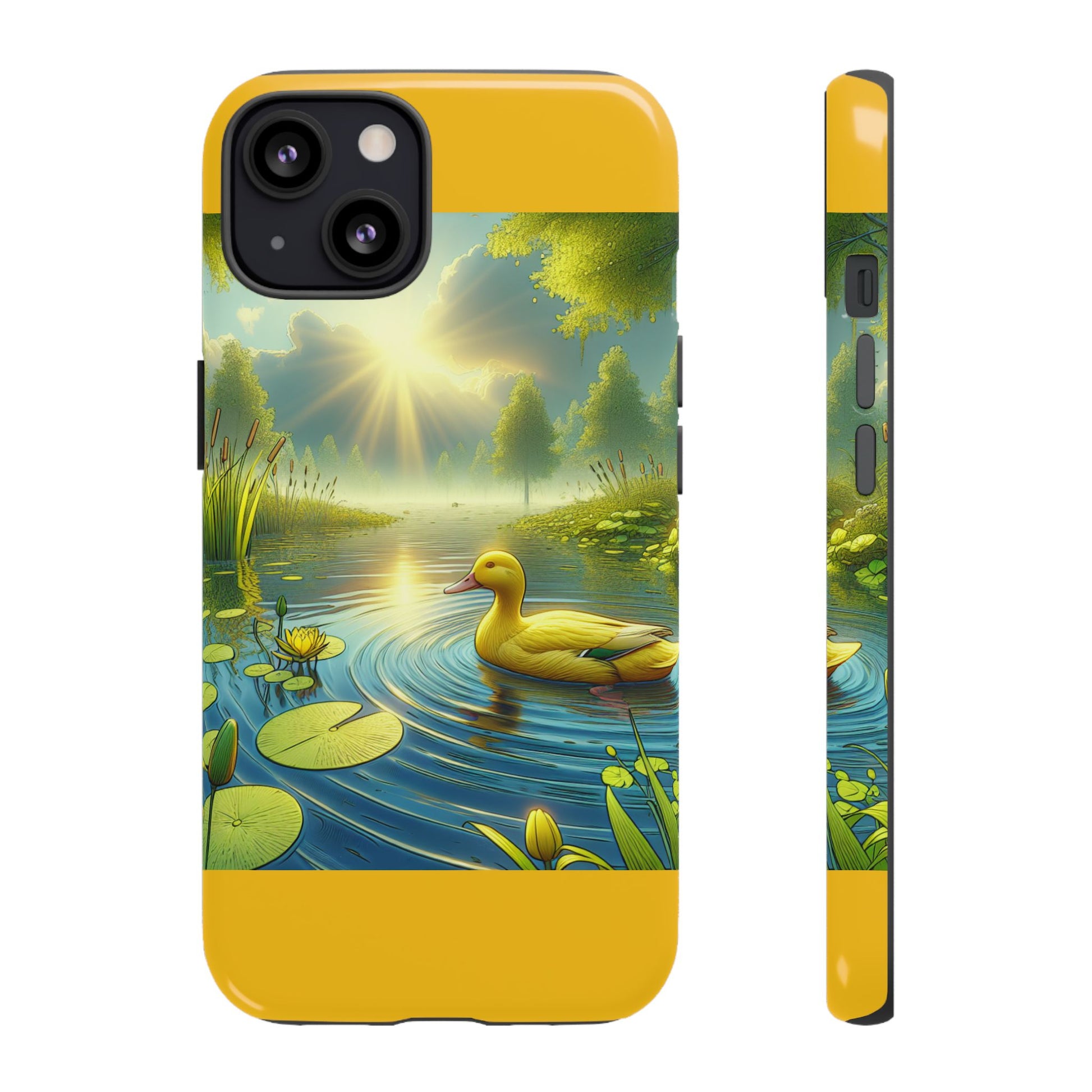 Beautiful Duck Pond Phone Case, Nature Lover Gift, Tough Case, Springtime Accessory, Eco-Friendly Phone Cover, Vibrant Artwork