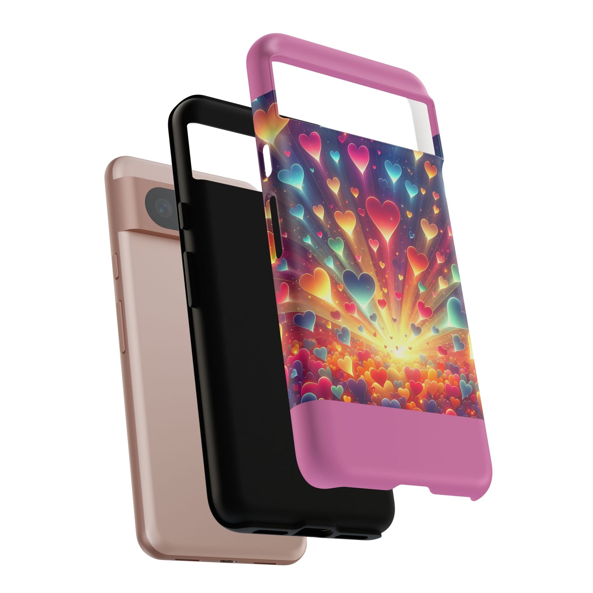 Colorful Love Phone Case, Heart Design, Cute Gift, Smartphone Accessory, Valentine's Day, Birthday Present, Colorful Hearts