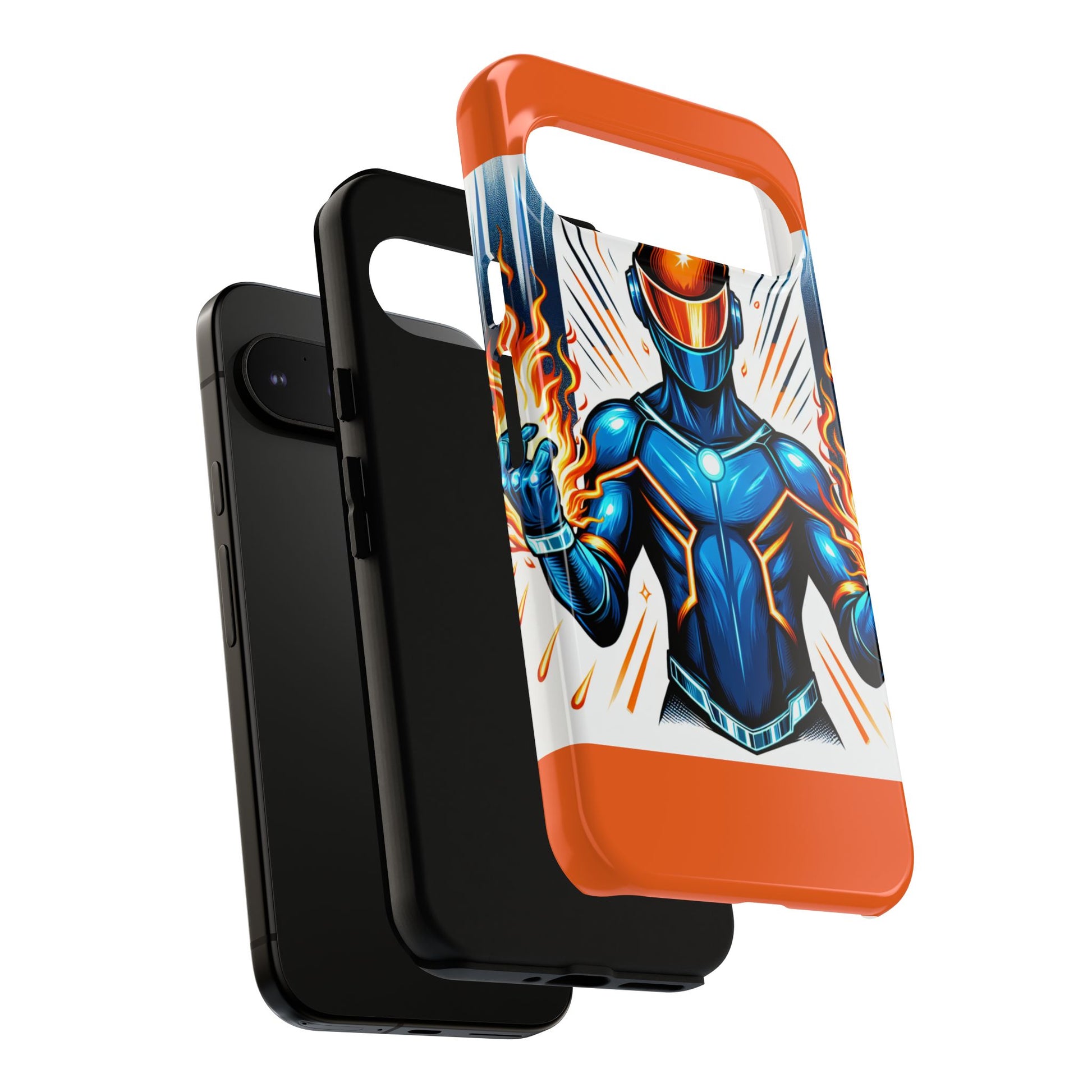 Vibrant Phone Case Featuring Fire-Themed Superhero Design, Durable and Stylish Gift for Gamers, Comic Lovers, and Tech Enthusiasts