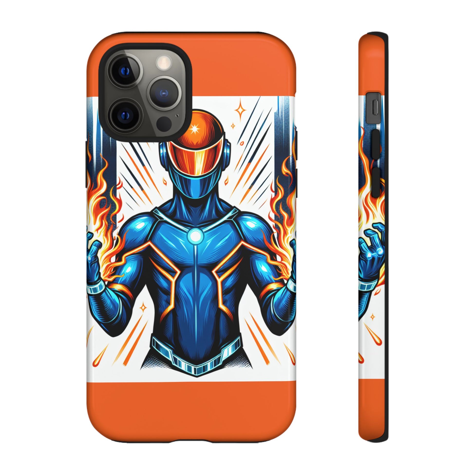 Vibrant Phone Case Featuring Fire-Themed Superhero Design, Durable and Stylish Gift for Gamers, Comic Lovers, and Tech Enthusiasts