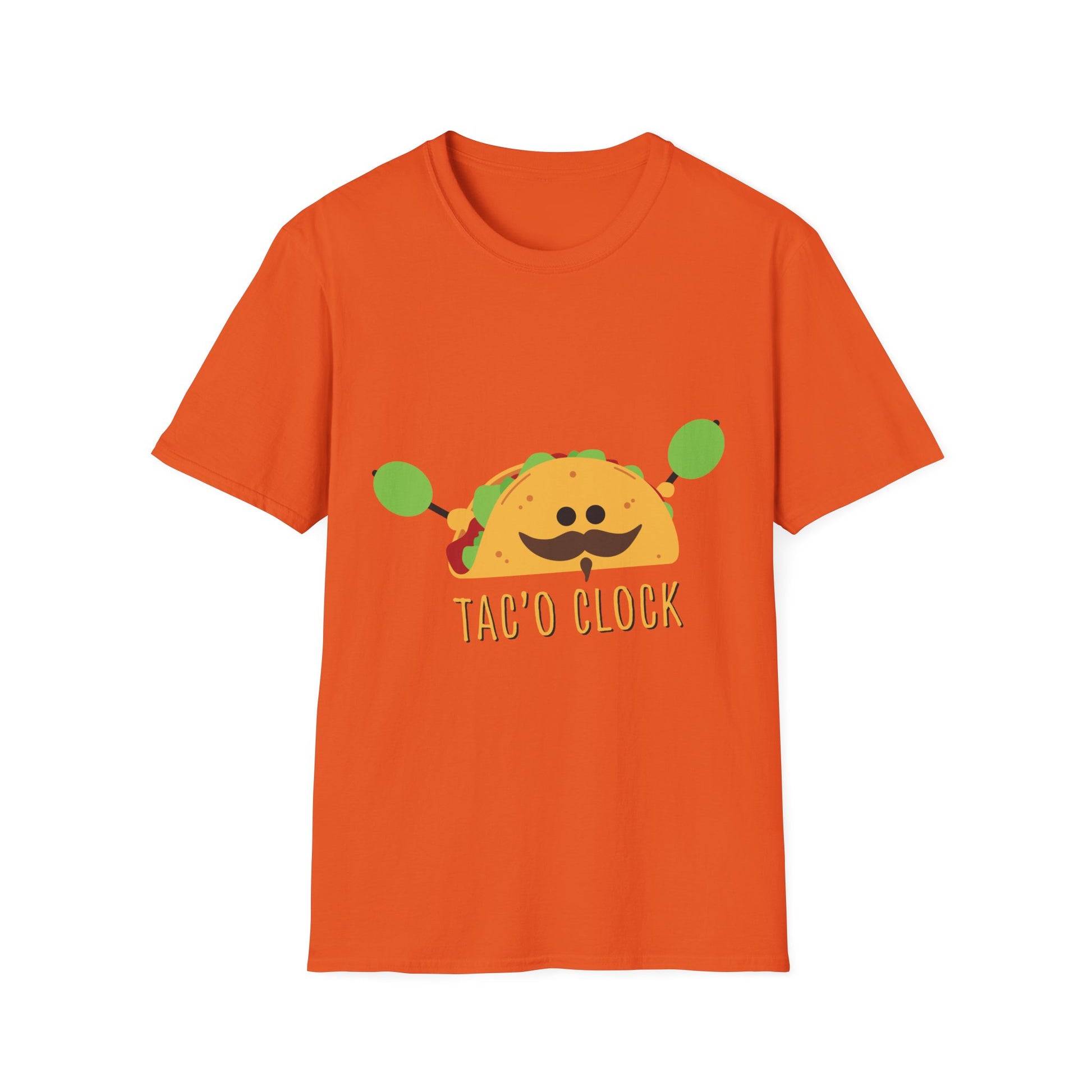 Taco-Themed Unisex Softstyle T-Shirt, Fun Taco Clock Tee, Perfect for Food Lovers, Casual Wear, Gift for Taco Tuesday